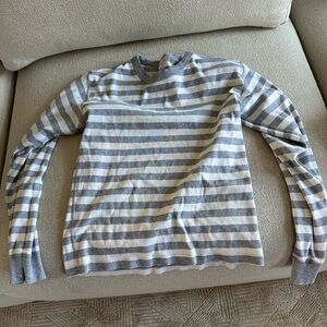 Hanna ANDERSSON grey and White Striped Long Sleeve Shirt